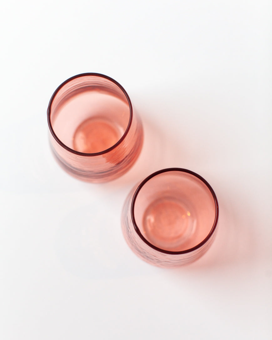 Glass Water Tumbler - Blush - Set of 4