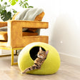 Premium Felted Wool Cat Cave Bed - Citrus Green - Sumiye Co