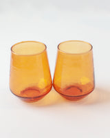 Glass Water Tumbler - Amber - Set of 4