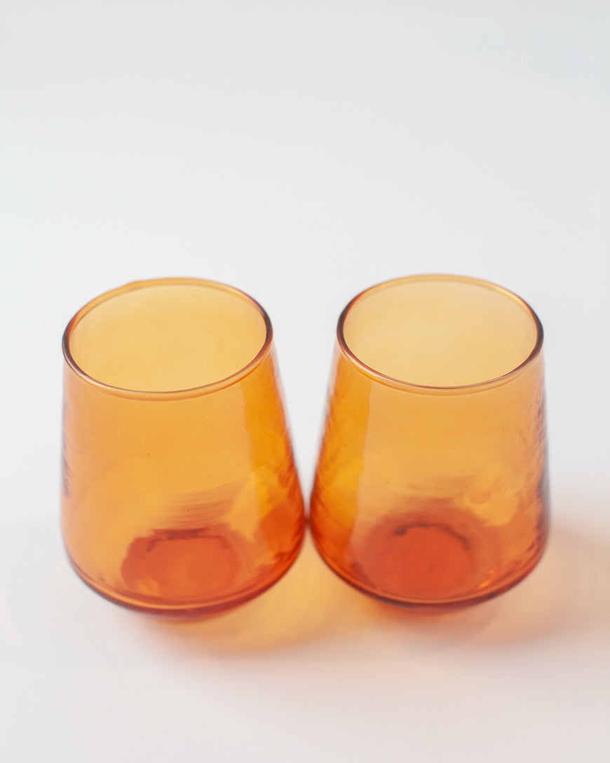 Glass Water Tumbler - Amber - Set of 4 - Sumiye Co