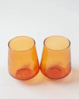 Glass Water Tumbler - Amber - Set of 4