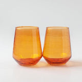 Glass Water Tumbler - Amber - Set of 4