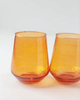 Glass Water Tumbler - Amber - Set of 4