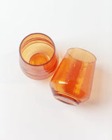 Glass Water Tumbler - Amber - Set of 4