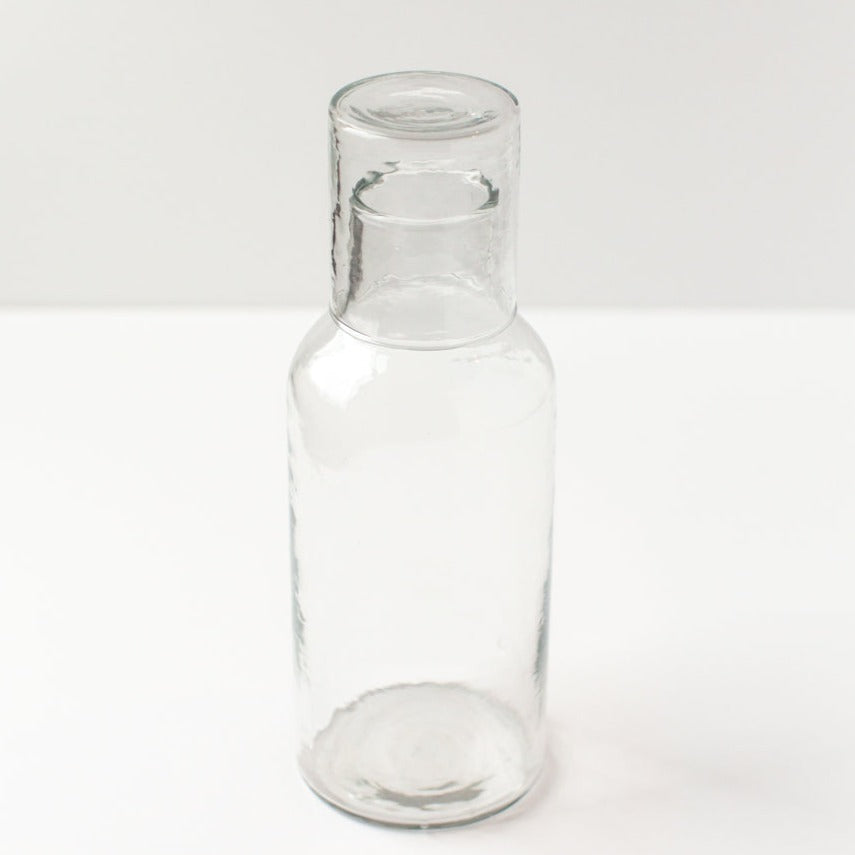 Hammered Handblown Glass - Clear | Carafe & Drinking Glass / Lid - Sumiye Co