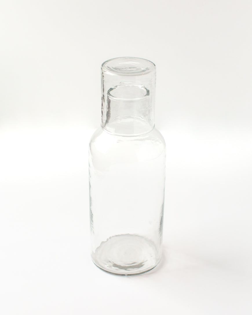 Hammered Handblown Glass - Clear | Carafe & Drinking Glass / Lid - Sumiye Co