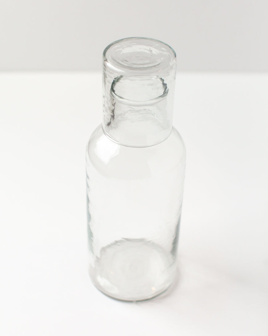 Hammered Handblown Glass - Clear | Carafe & Drinking Glass / Lid - Sumiye Co