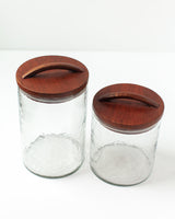 Glass Small Canister + Wooden Lid - Clear