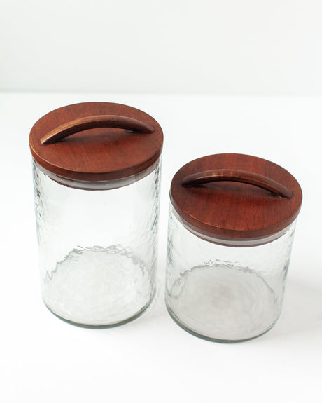 Glass Large Canister + Wooden Lid - Clear