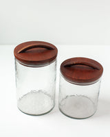 Glass Small Canister + Wooden Lid - Clear