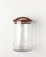 Glass Small Canister + Wooden Lid - Clear