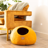 Premium Felted Wool Cat Cave Bed - Fire Orange - Sumiye Co