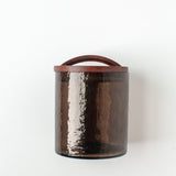 Glass Small Canister + Wooden Lid - Smoke