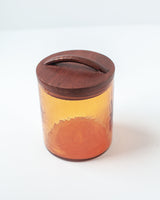 Glass Small Canister + Wooden Lid - Amber