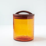 Glass Small Canister + Wooden Lid - Amber