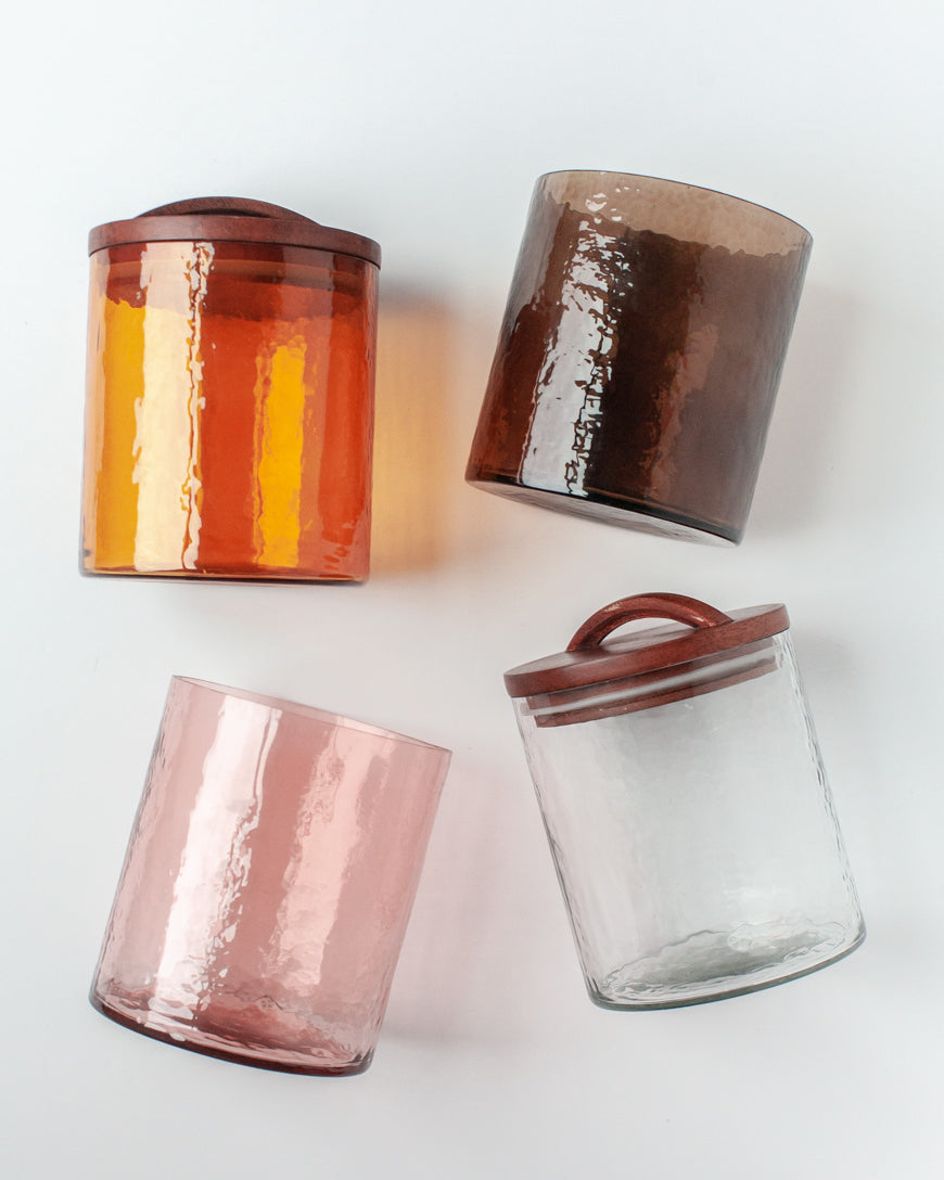 Glass Small Canister + Wooden Lid - Blush