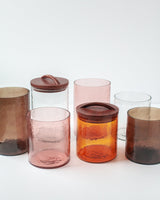 Glass Large Canister + Wooden Lid - Amber