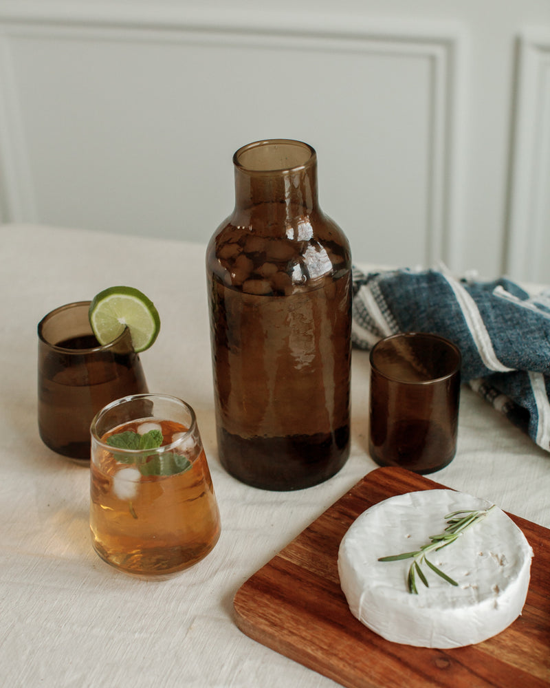 Glass Carafe & Drinking Glass - Smoke