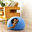 Premium Felted Wool Cat Cave Bed - Sky Blue - Sumiye Co