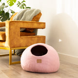 Premium Felted Wool Cat Cave Bed - Valentine Pink - Sumiye Co