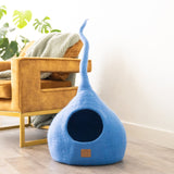 Deluxe Handcrafted Felt Cat Cave With Tail - Sky Blue - Sumiye Co