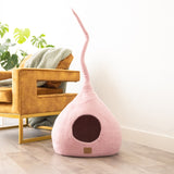 Deluxe Handcrafted Felt Cat Cave With Tail - Valentine Pink - Sumiye Co