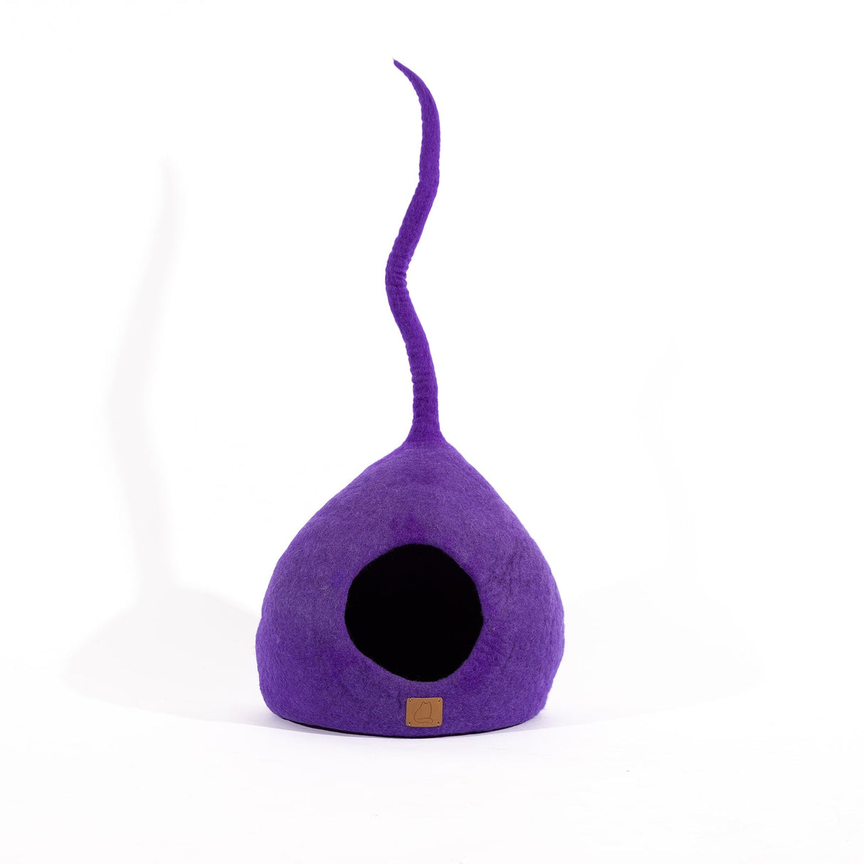 Deluxe Handcrafted Felt Cat Cave With Tail - Plum Purple - Sumiye Co