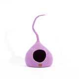 Deluxe Handcrafted Felt Cat Cave With Tail - Lilac Purple - Sumiye Co