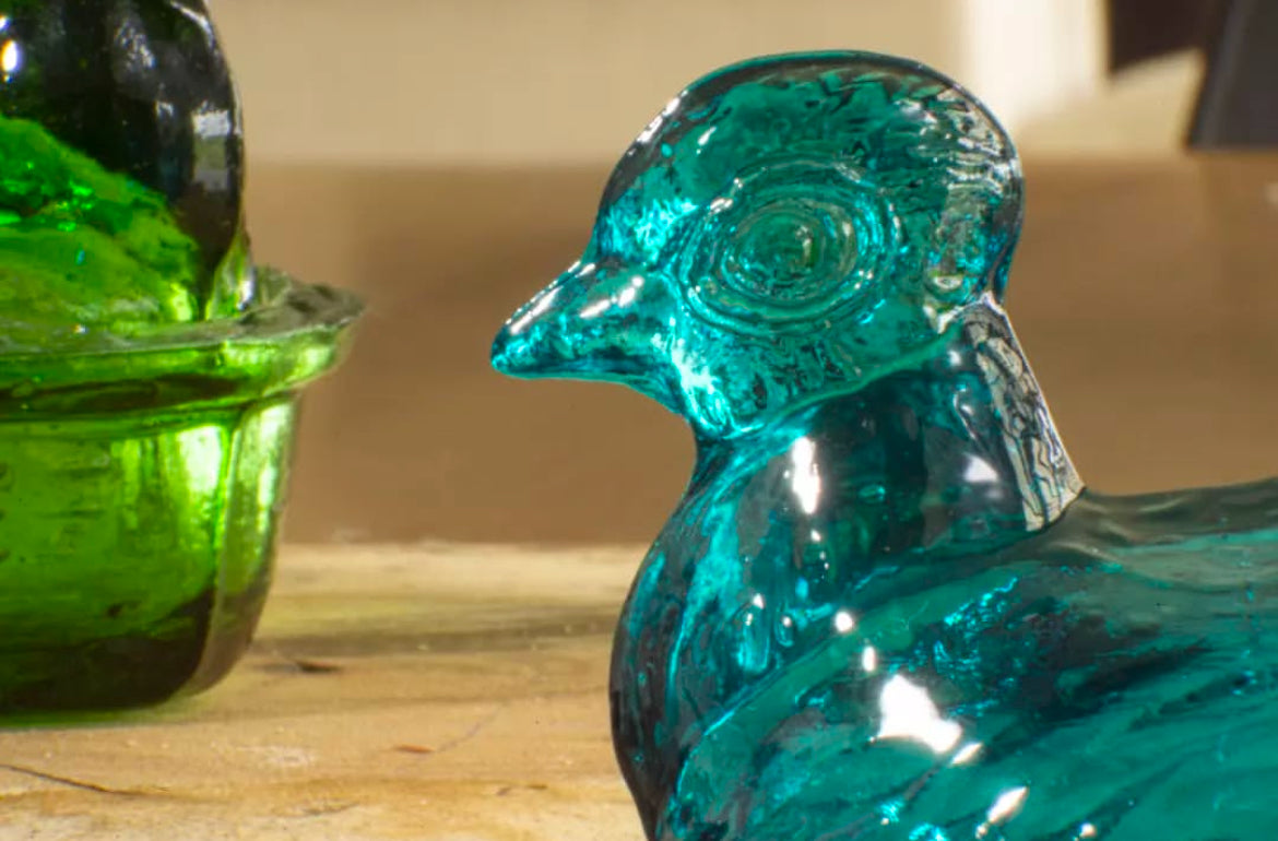 Nesting Hen Bowl & Lid-Turquoise (Set of 6)| Hand Blown Glass - Sumiye Co