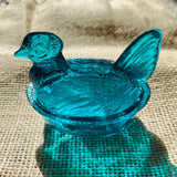 Nesting Hen Bowl & Lid-Turquoise | Hand Blown Glass -Colombia - Sumiye Co