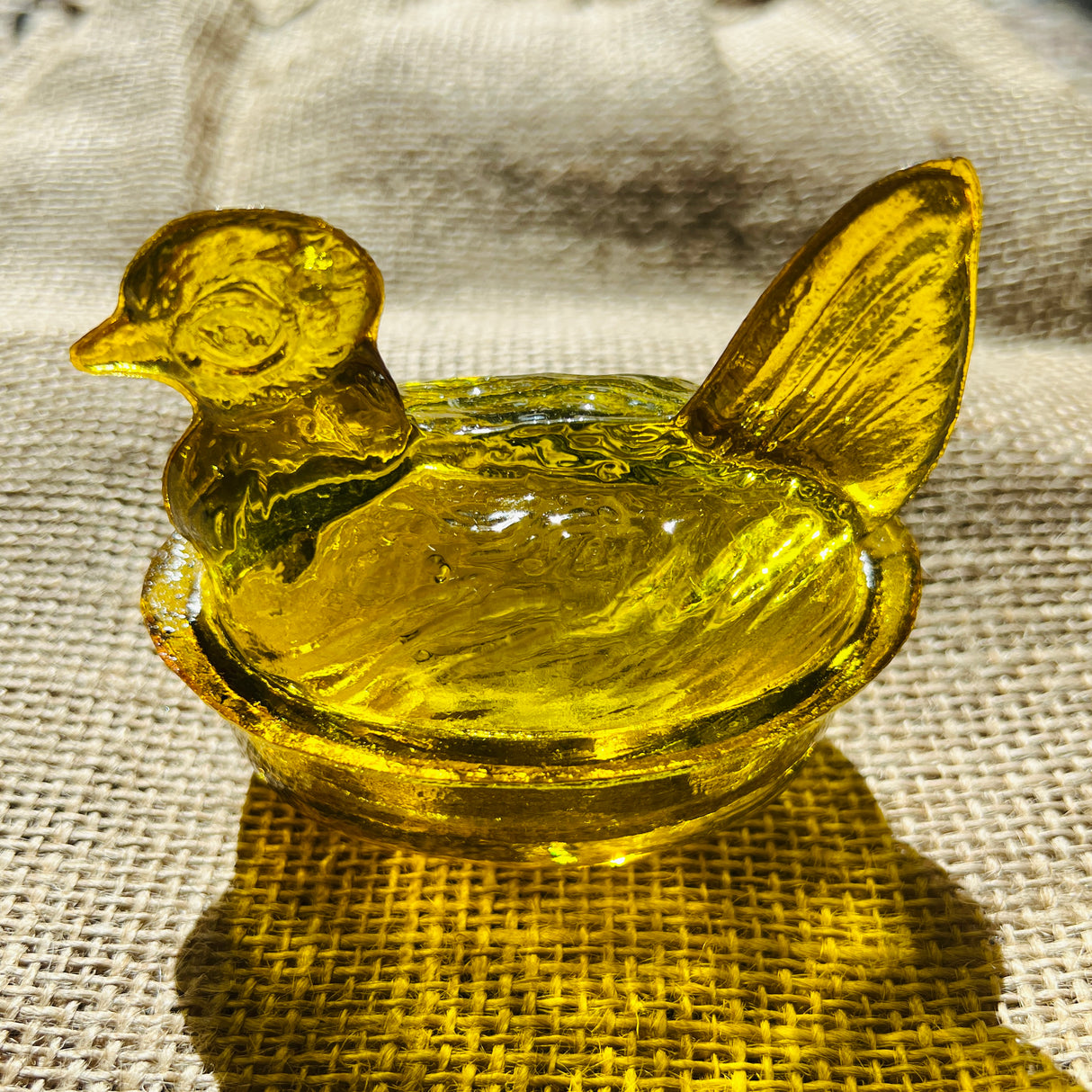 Nesting Hen Bowl & Lid - Yellow | Hand Blown Glass - Colombia - Sumiye Co