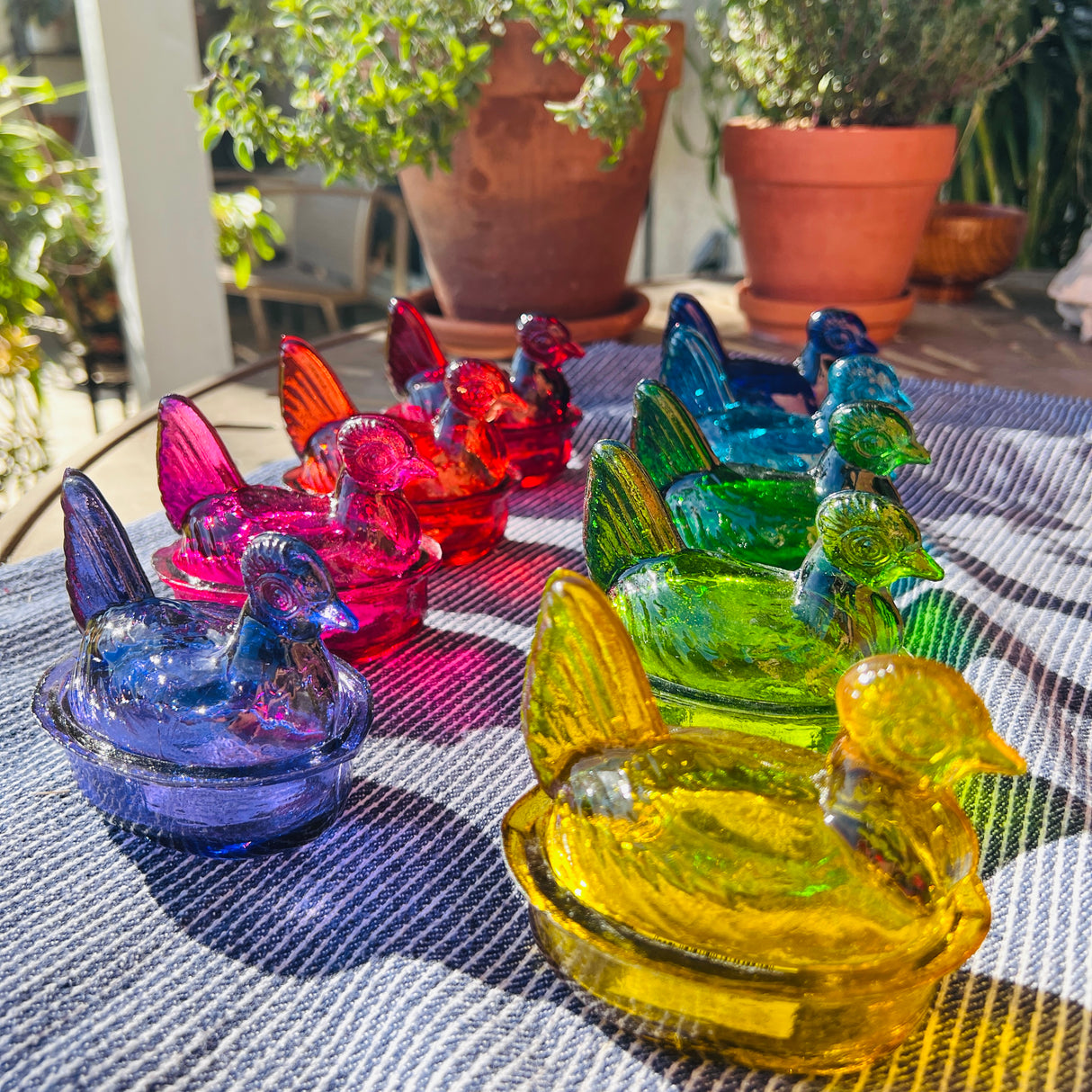 Nesting Hen Bowl & Lid - Orange | Hand Blown Glass - Colombia - Sumiye Co