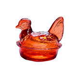 Nesting Hen Bowl & Lid - Orange | Hand Blown Glass - Colombia