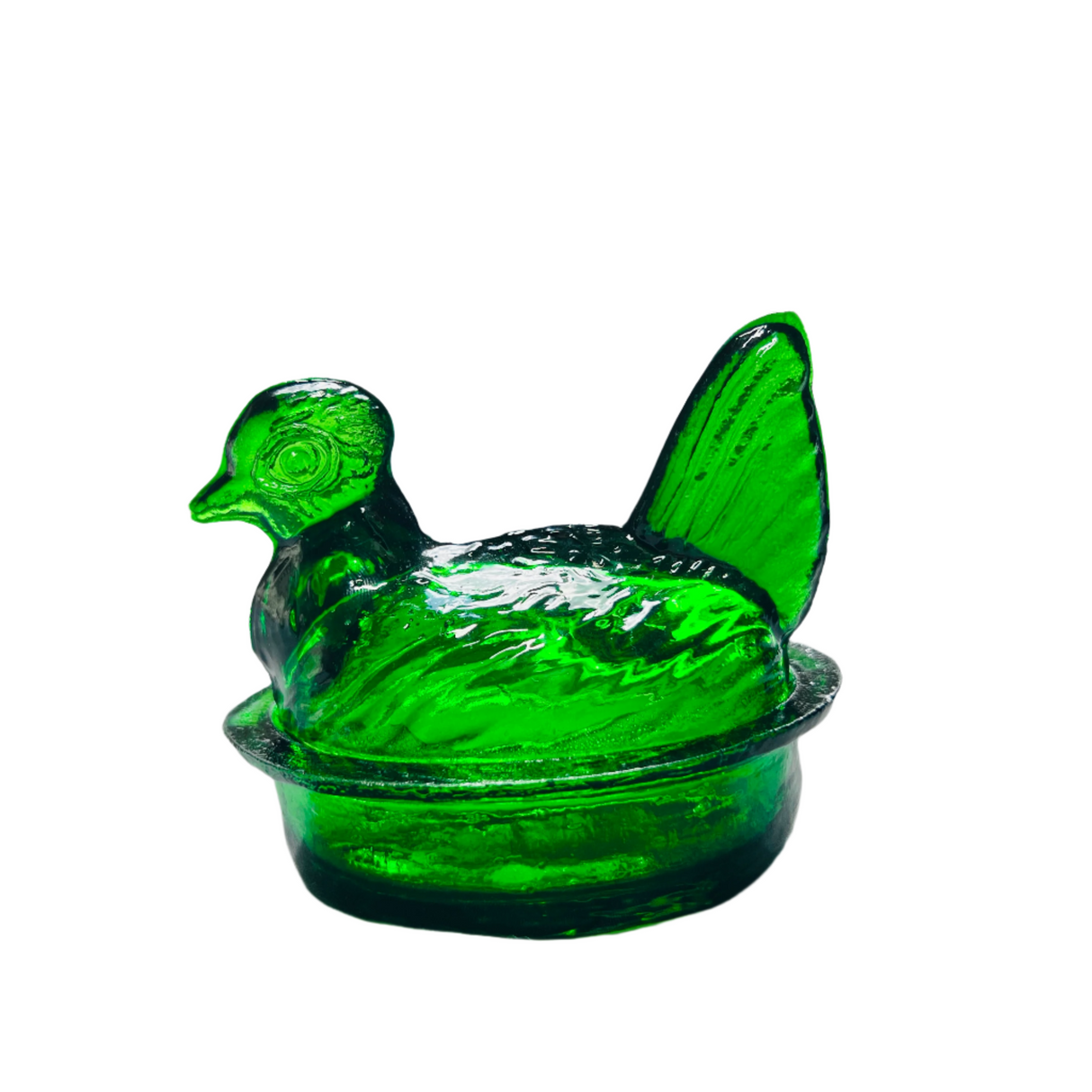 Nesting Hen Bowl & Lid - Green | Hand Blown Glass - Colombia