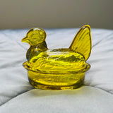 Nesting Hen Bowl & Lid - Yellow | Hand Blown Glass - Colombia