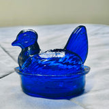 Nesting Hen Bowl & Lid - Cobalt | Hand Blown Glass - Colombia