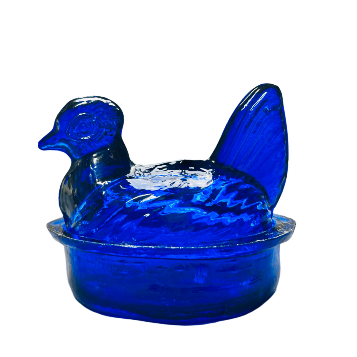 Nesting Hen Bowl & Lid - Cobalt | Hand Blown Glass - Colombia