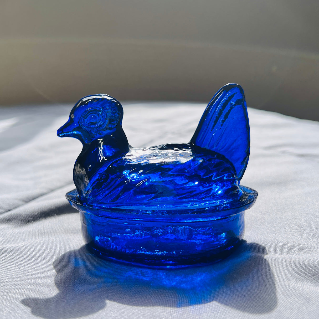 Nesting Hen Bowl & Lid - Cobalt | Hand Blown Glass - Colombia