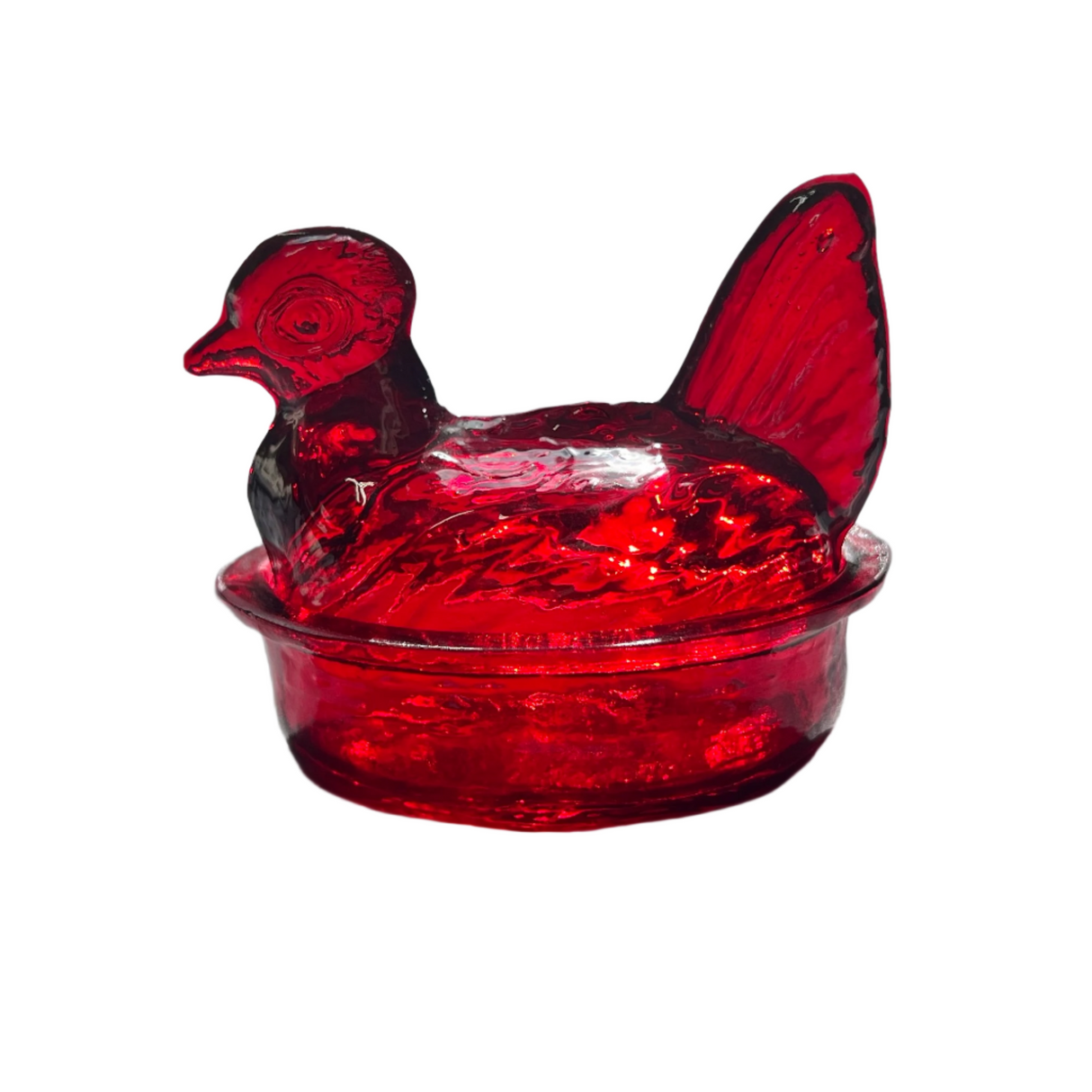 Nesting Hen Bowl & Lid - Red | Hand Blown Glass - Colombia