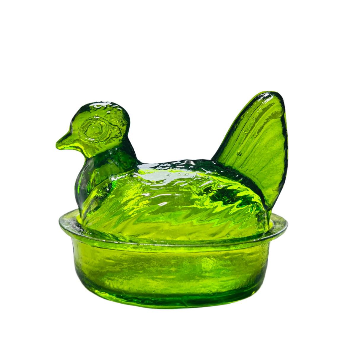 Nesting Hen Bowl & Lid - Moss | Hand Blown Glass - Colombia