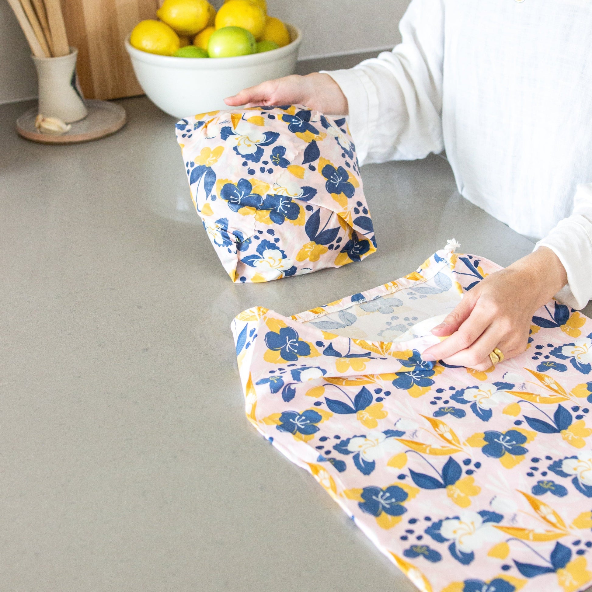 Bread Bag + Beeswax Wrap Set: Amber Blueberry - Sumiye Co