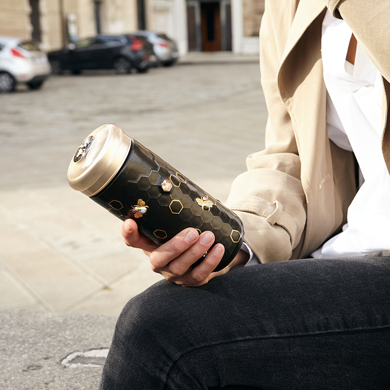 Ceramic Travel Mug | Honey Bee & Crystals - Hand Painted (12 oz)-19