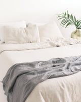 Stone Washed Linen Throw - Oyster - Sumiye Co