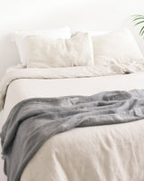 Stone Washed Linen Throw - Oyster - Sumiye Co