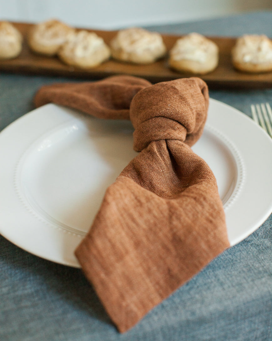 Stone Washed Linen Napkins, Terracotta - set of 4 - Sumiye Co