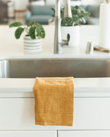 Stone Washed Linen Tea Towel - Gold