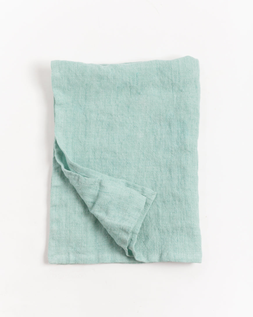 Stone Washed Linen Tea Towel - Ocean Spray