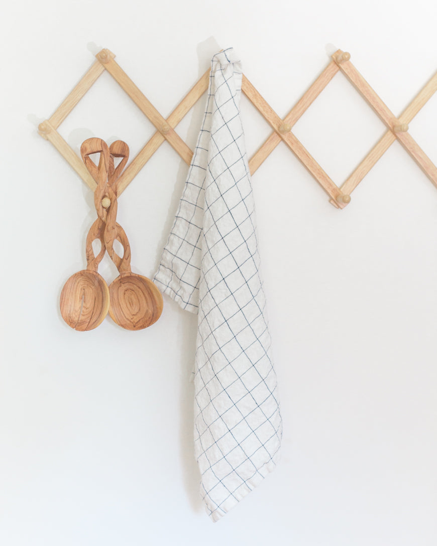 Stone Washed Linen Tea Towel - Windowpane