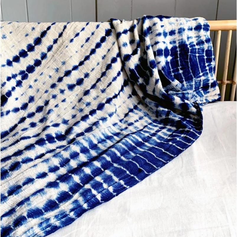 Indigo Shibori Throw - Vines - Sumiye Co