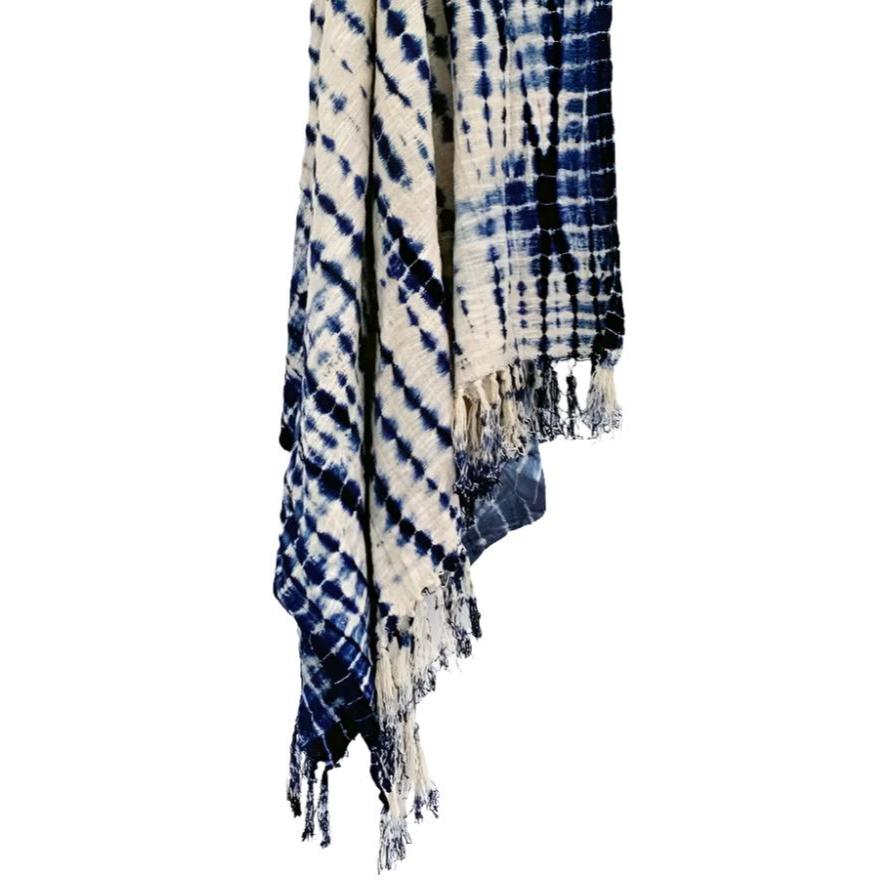 Indigo Shibori Throw - Vines